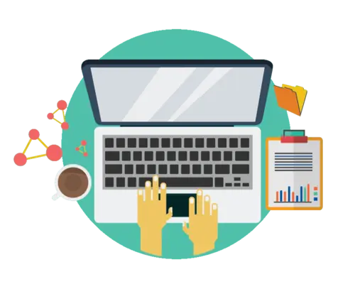 Ordinateur avec graphiques — saisie et structuration de données pour PME